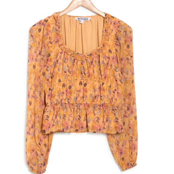 ⭐️ WALTER BAKER Myka Floral Tiered Crinkle Chiffon Top - Picture 1 of 6